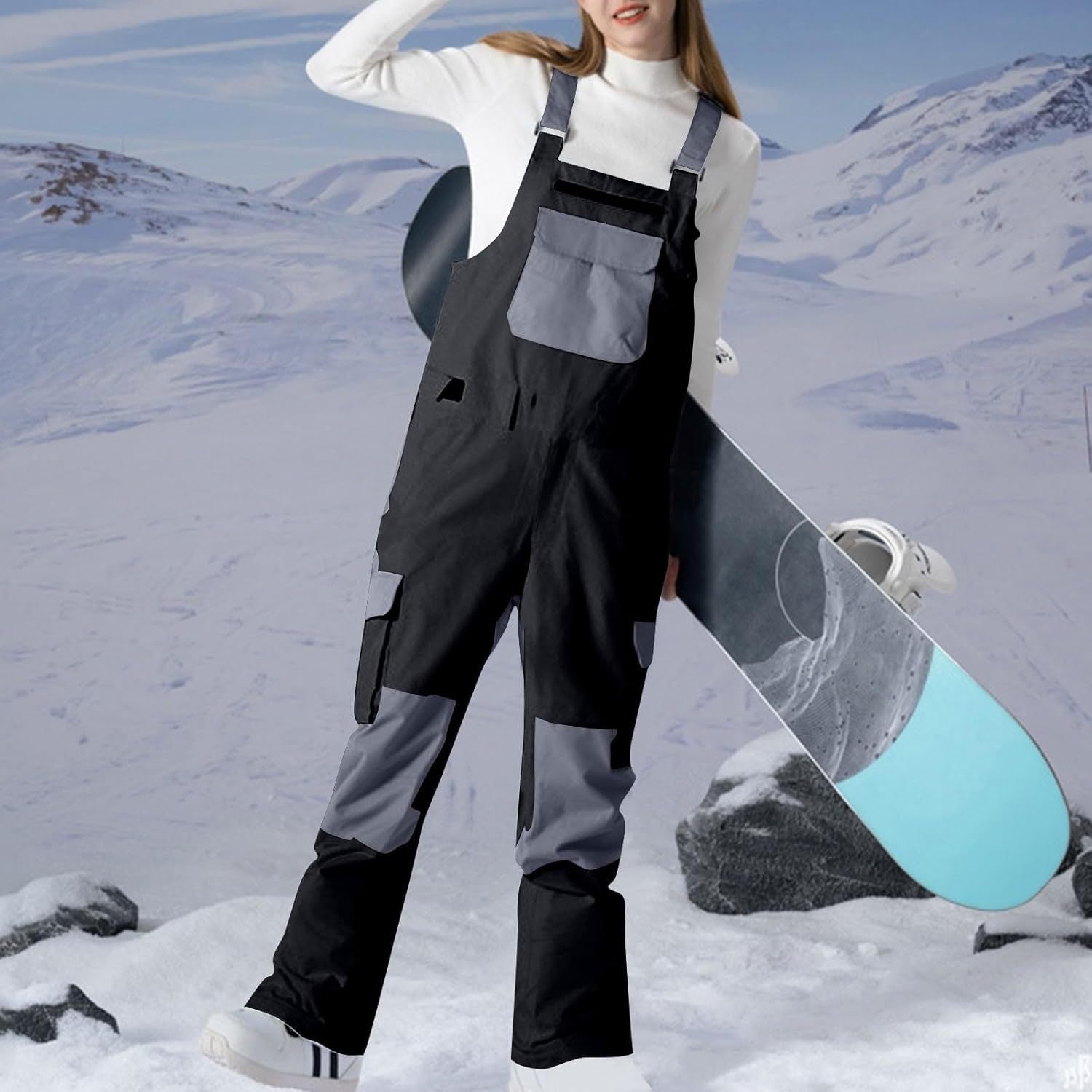 Snowboard Unisex Casual Loose Straight Overalls Overalls