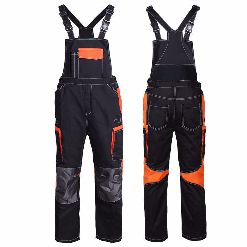 Multi-pocket Bib Overalls, Elastic Suspenders Threaded Suspenders