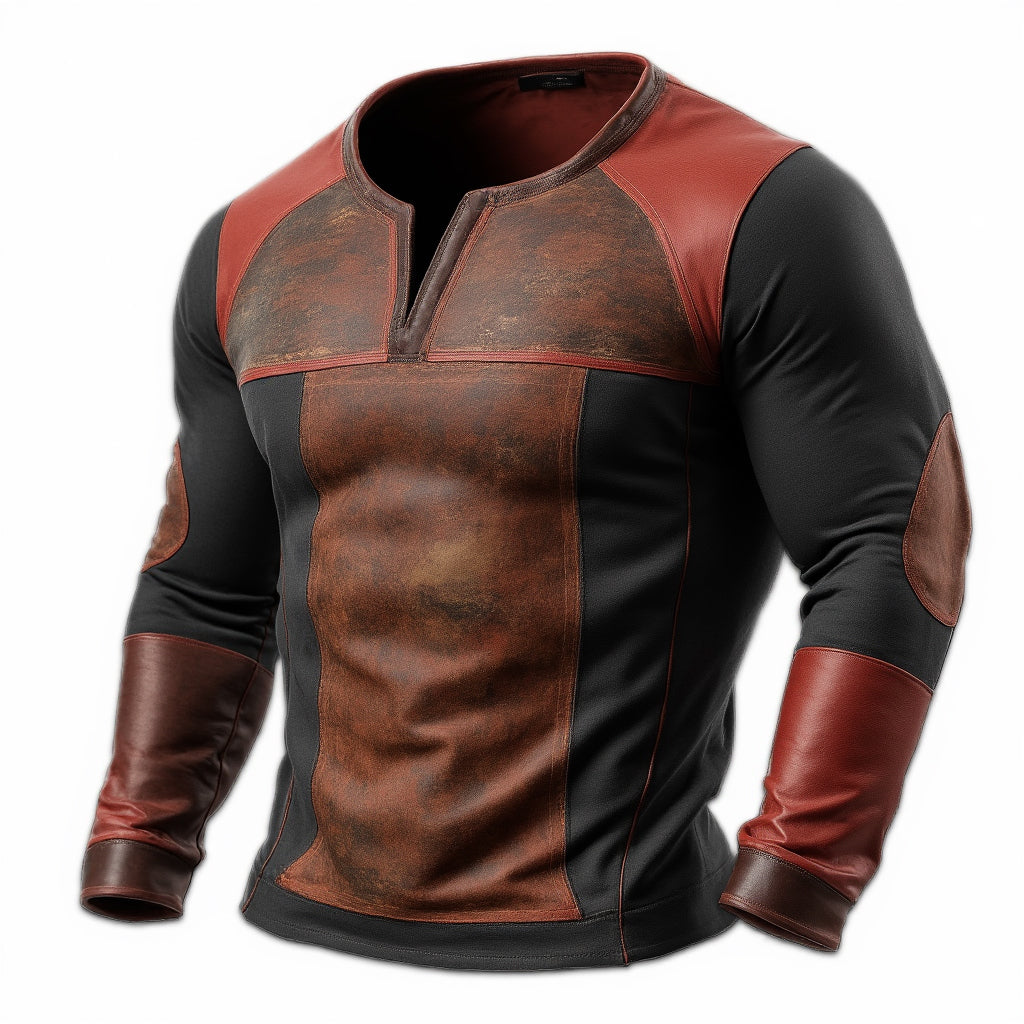 Men's Retro Western Style Casual Stitching Printed Sweatshirt