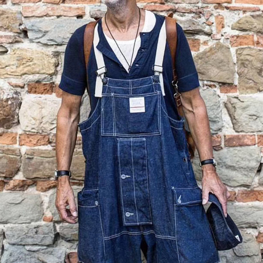 Workwear Jumpsuit Men's Suspender Denim Trousers Work Clothes Loose Casual Overalls