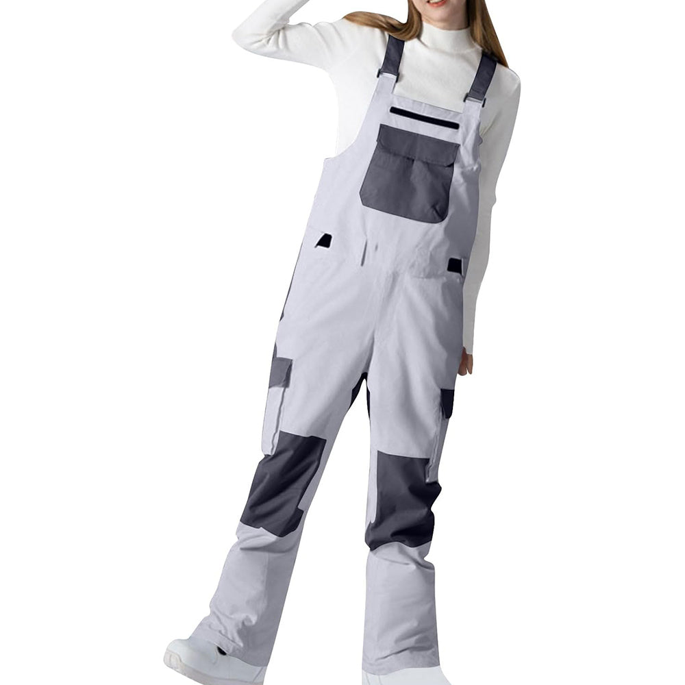 Women's Snowboard Jumpsuit Overalls Windproof Adjustable Straps Color Block Jumpsuit