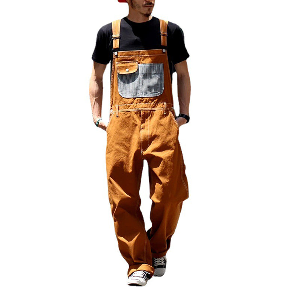 Men's Overalls, Casual Retro Versatile Suspenders, Personalized Patch Pockets, Multi-pocket Suspenders