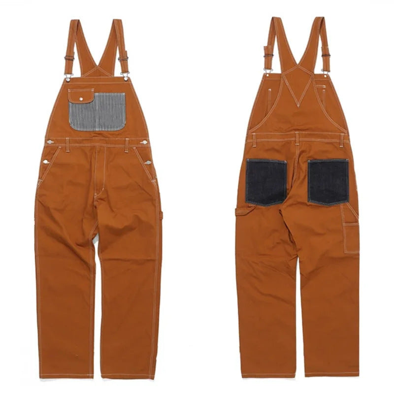 Men's Overalls, Casual Retro Versatile Suspenders, Personalized Patch Pockets, Multi-pocket Suspenders