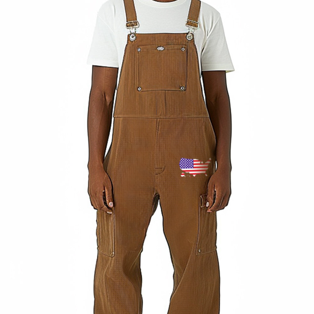 Men's Retro Multi-Pocket Casual Loose Straight Overalls