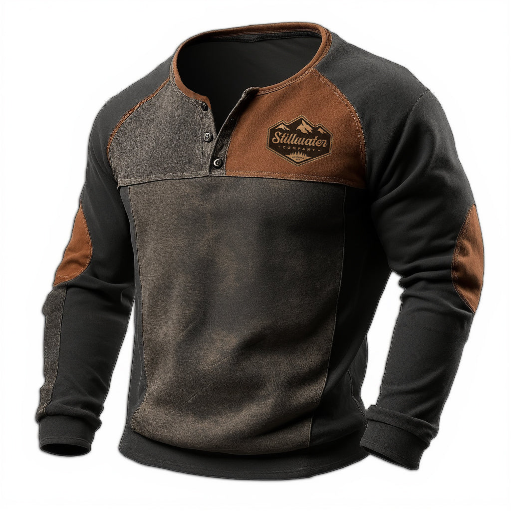 Men's Casual Retro Western Style Stitching Printed Sweatshirt