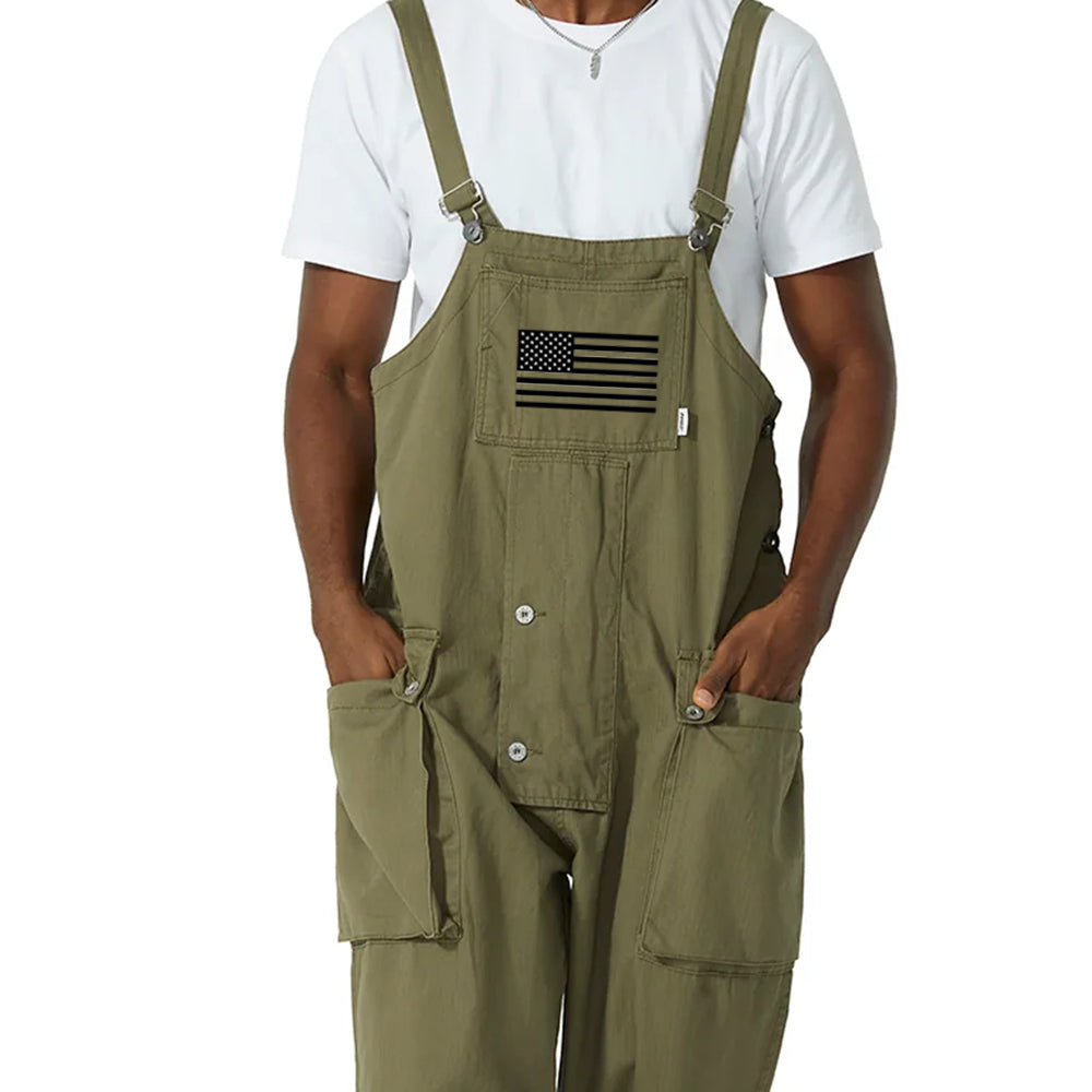 Men's Multi-Pocket Casual Loose Straight Overalls