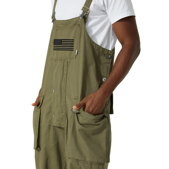 Men's Multi-Pocket Casual Loose Straight Overalls