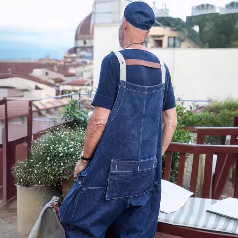 Workwear Jumpsuit Men's Suspender Denim Trousers Work Clothes Loose Casual Overalls