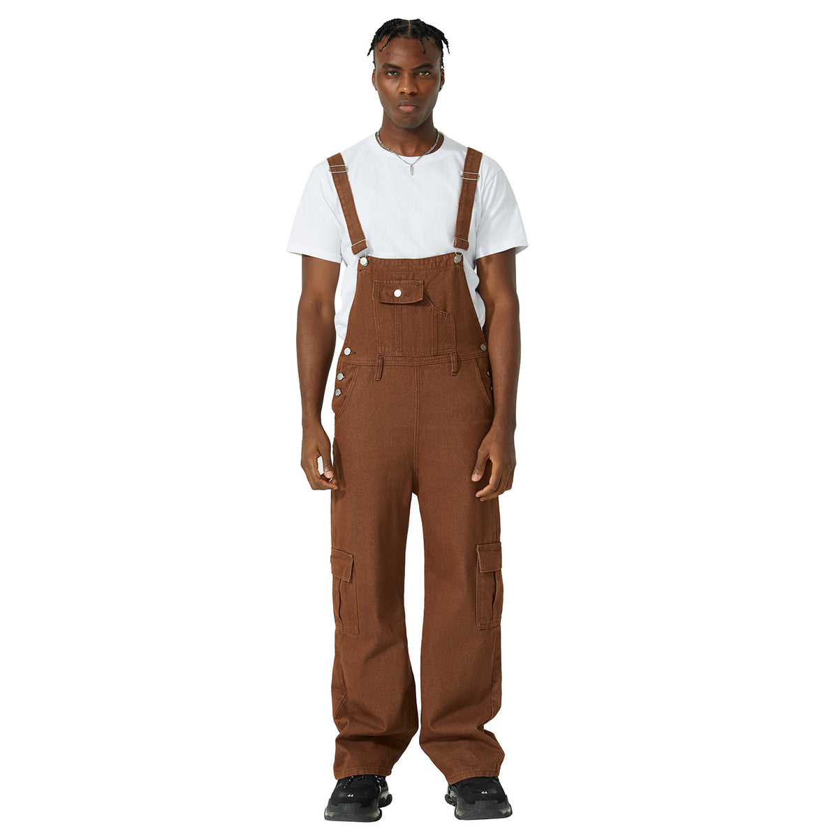 Men's Bib Overalls in Tan, Duck Double Front - Monster Valley